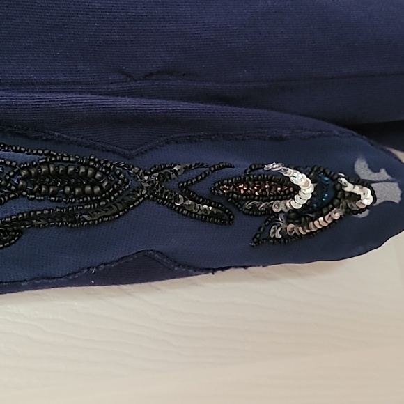 NEW ROMANTICS  Navy dress with embellished sleeves and front of dress. SIZE XS - Picture 8 of 13